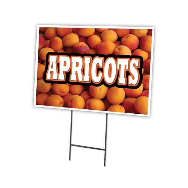Apricots Yard Sign & Stake outdoor plastic coroplast window, C-1824 Apricots